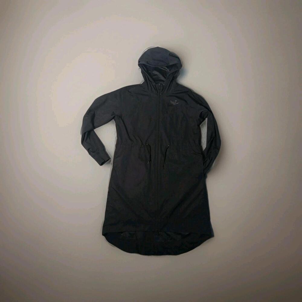 Nike Womens XS -Sportswear Shield Windrunner Jacket Hood Long Rain 932059-010